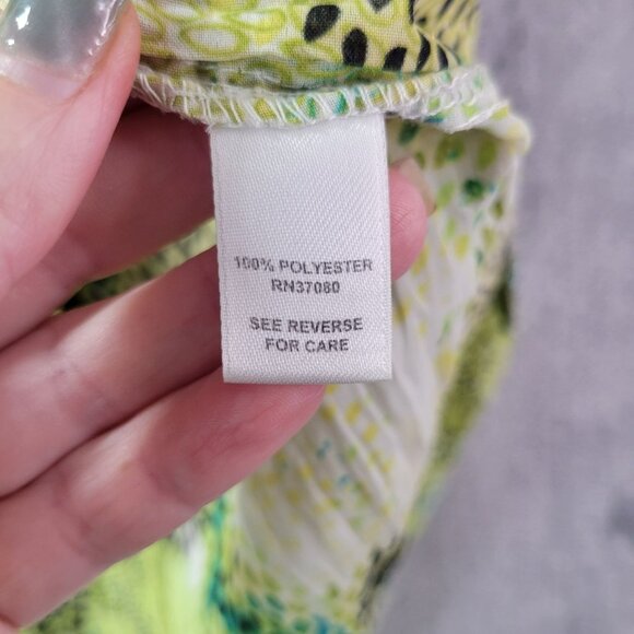 Cato Womens XL‎ Peasant Flowy Top Boho Festival Spring Summer Green Blue Floral - Picture 9 of 11